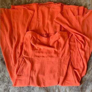 A&F Orange Camille Strapless Flowy Summer Midi Dress